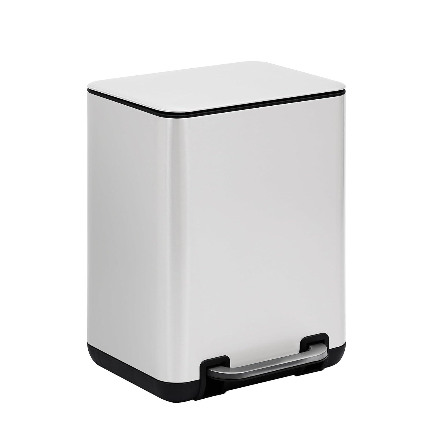 SunnyPoint Trash Can with Plastic Inner Bucket 1.58 Gallon White (YH-6LTCAN-W)