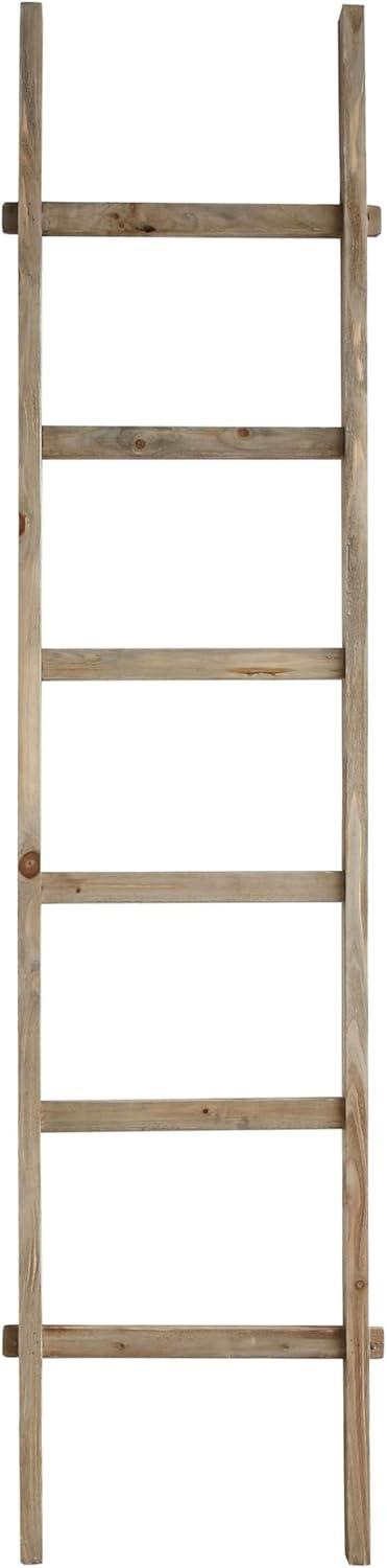 Storied Home Decorative Wood Ladder 76": Hardwood, 6 Rungs, No Assembly Required