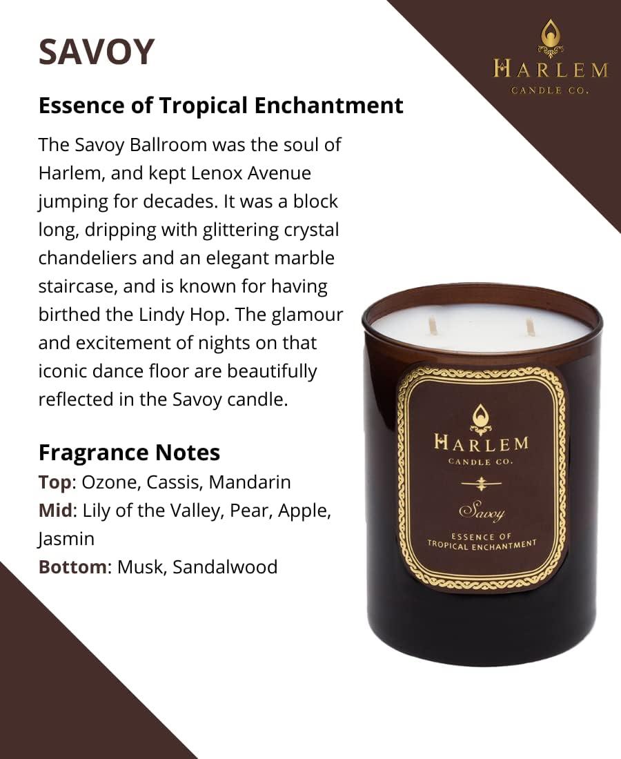 HARLEM CANDLE CO. Savoy - Luxury Scented Soy Candle, 11 oz - 80-Hour Burn Time | Blackcurrant, Mandarin, Green Apple and Lily of The Valley | Scented Candles for Home