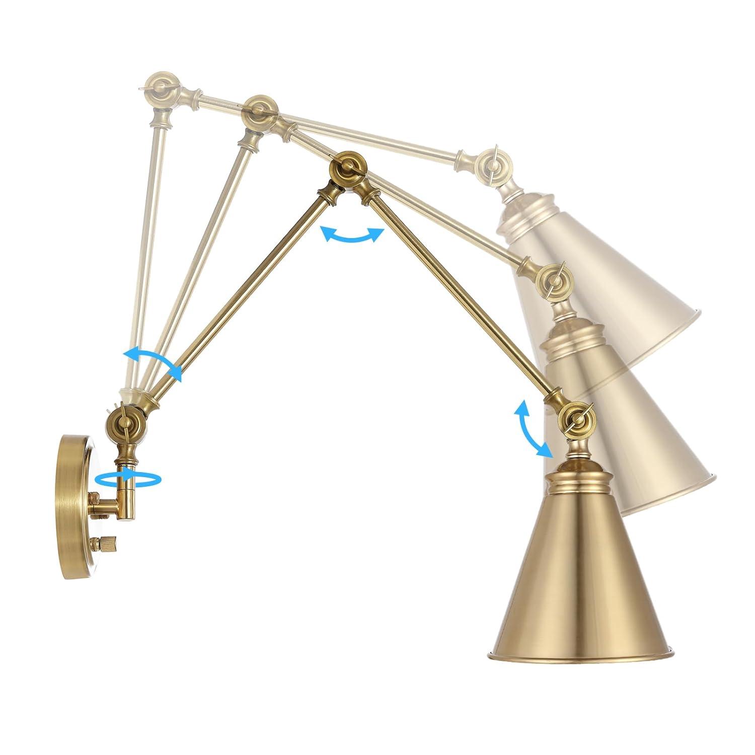 Gold Swing Arm Wall Lamp Set Of 2, Modern Adjustable Wall Mounted Sconce