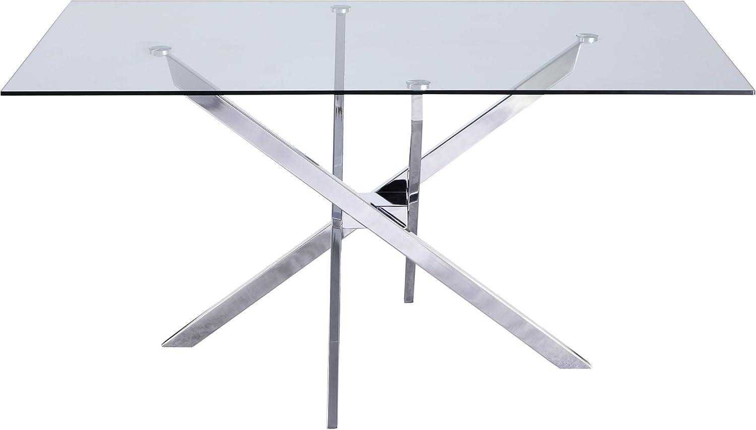 Luxor 60'' Chrome Tempered Glass Contemporary Dining Table