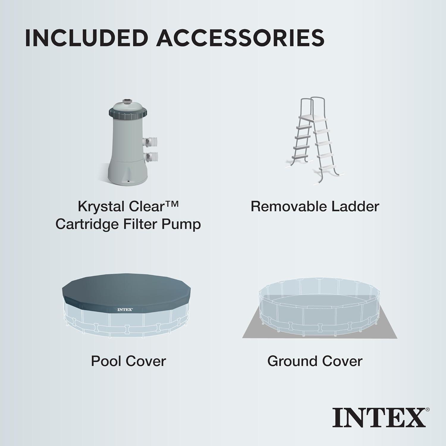 INTEX 15'x48" Prism Frame Above Ground Pool Set with 1000 GPH Filter Pump