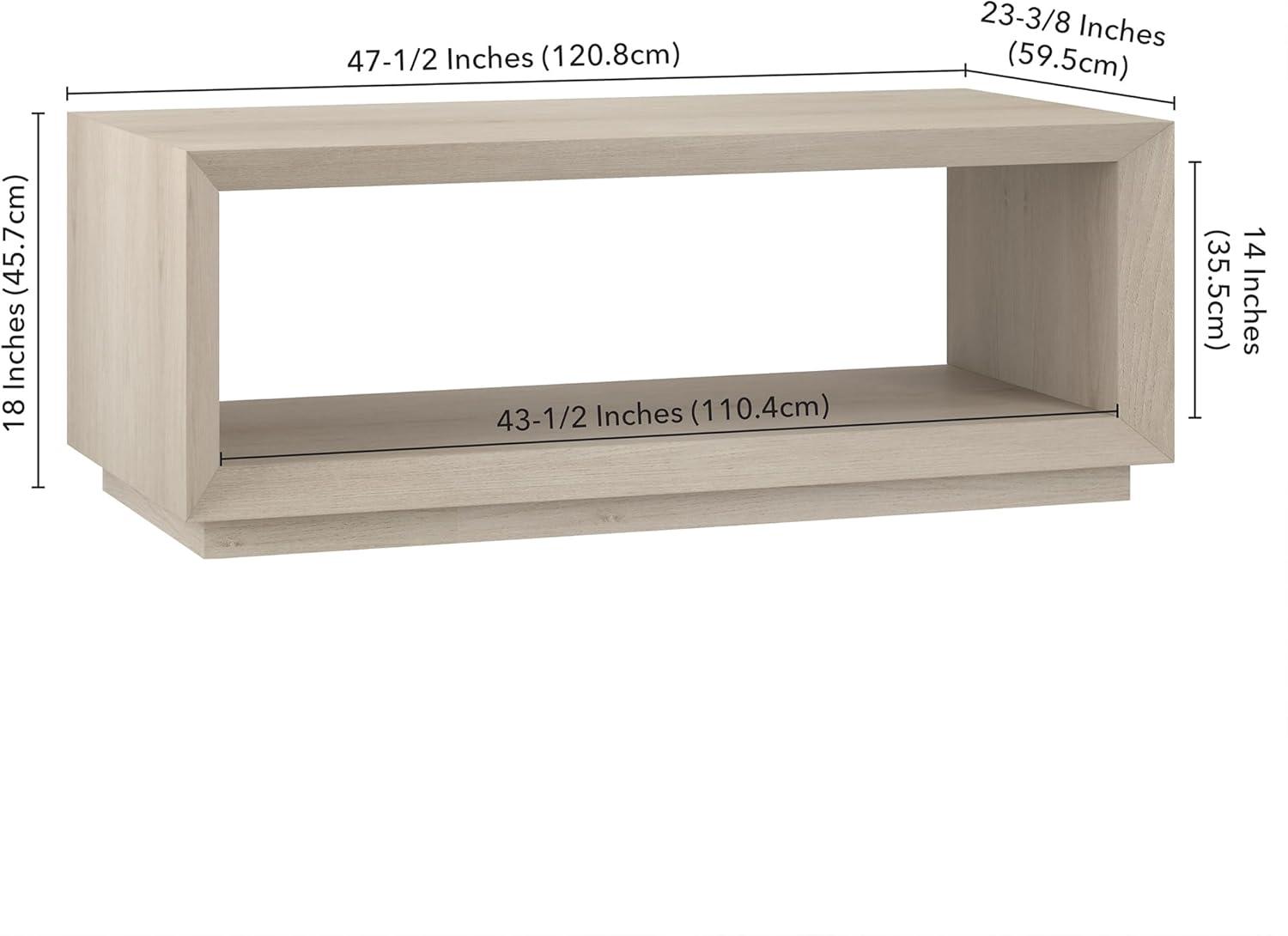 Alder White Rectangular Wood Coffee Table with Plinth Base