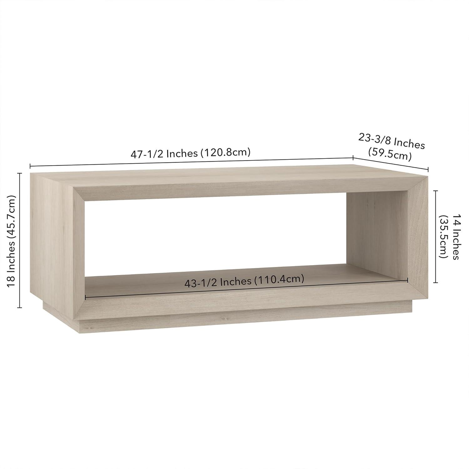 Evelyn&Zoe Tannen 48" Wide Rectangular Coffee Table, Alder White