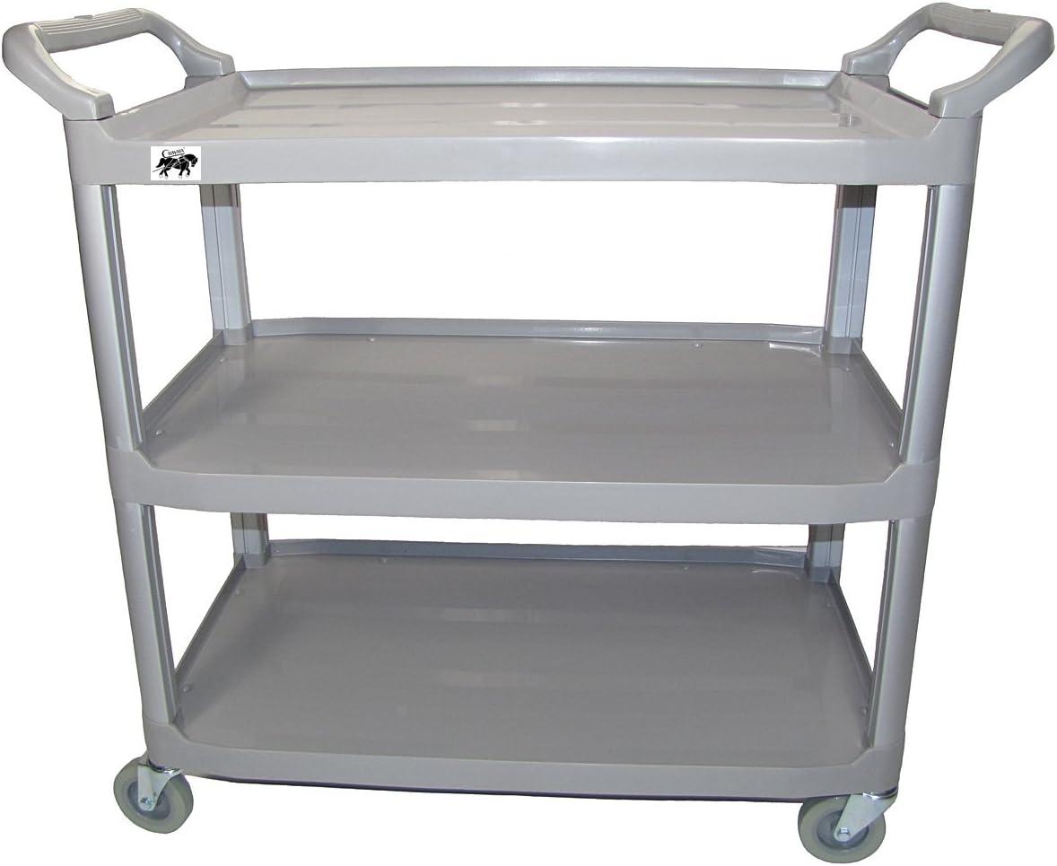 Gray Heavy Duty 3-Shelf Plastic Utility Cart with Wheels