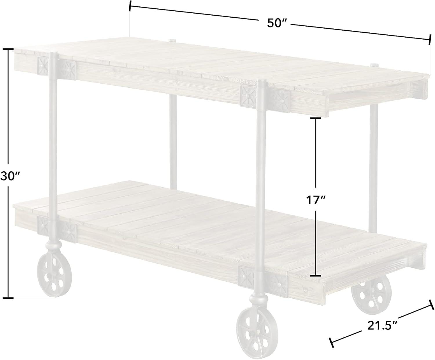 FirsTime & Co. Natural Oxford Factory Cart Console Table, Farmhouse, Weathered, Rectangular, Wood, 50 x 21.5 x 30 in