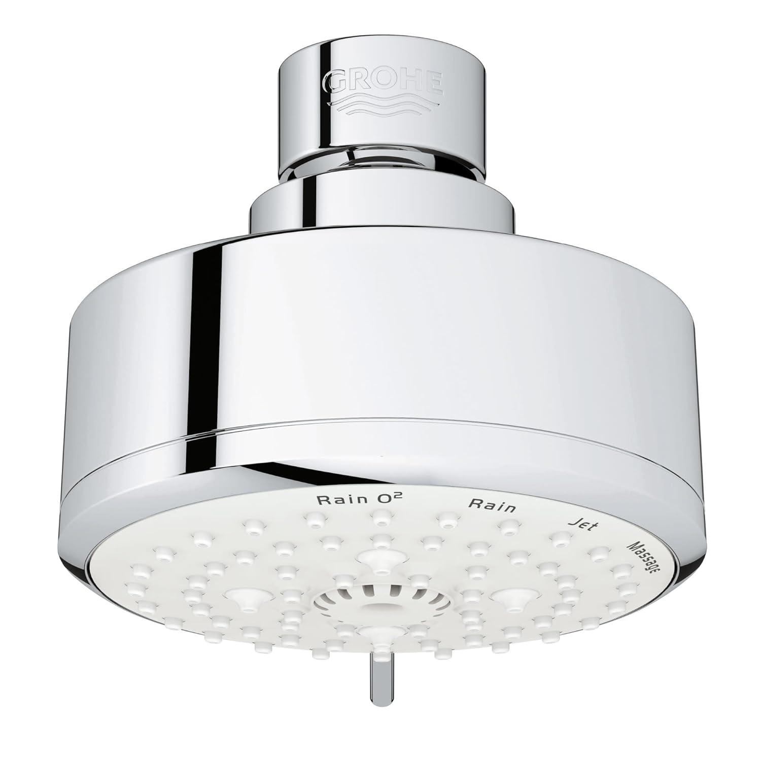 Tempesta Fixed 4-Setting Shower Head Rain O2 Rain Massage Jet Settings