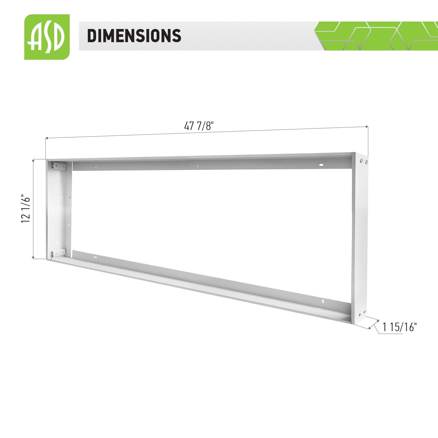 ASD 1x4 Surface Mount Frame for LED Flat Panel Light - Aluminum Surface Mounting Bracket Kit for Drop Ceiling - Low Profile Back-Lit Panels Mount Kit, White