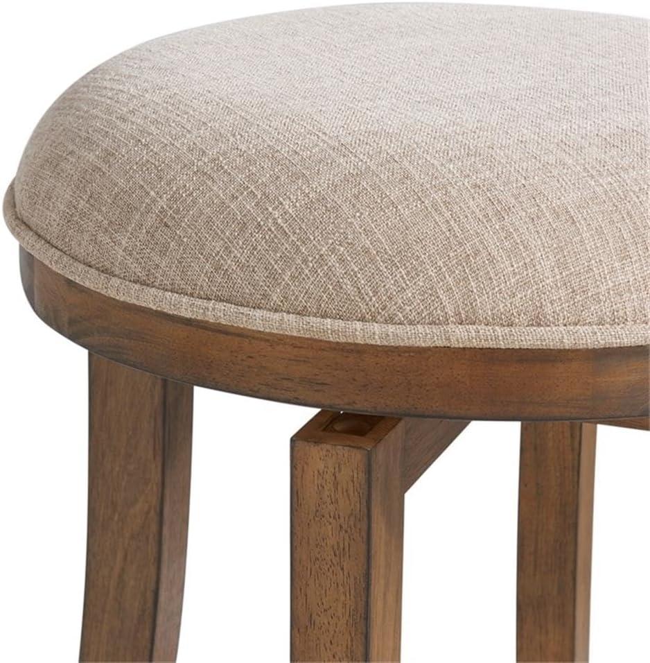 Ellie 21" Wide Solid Rubber Wood Frame Linen Fabric Counter Height Round Swivel Stool