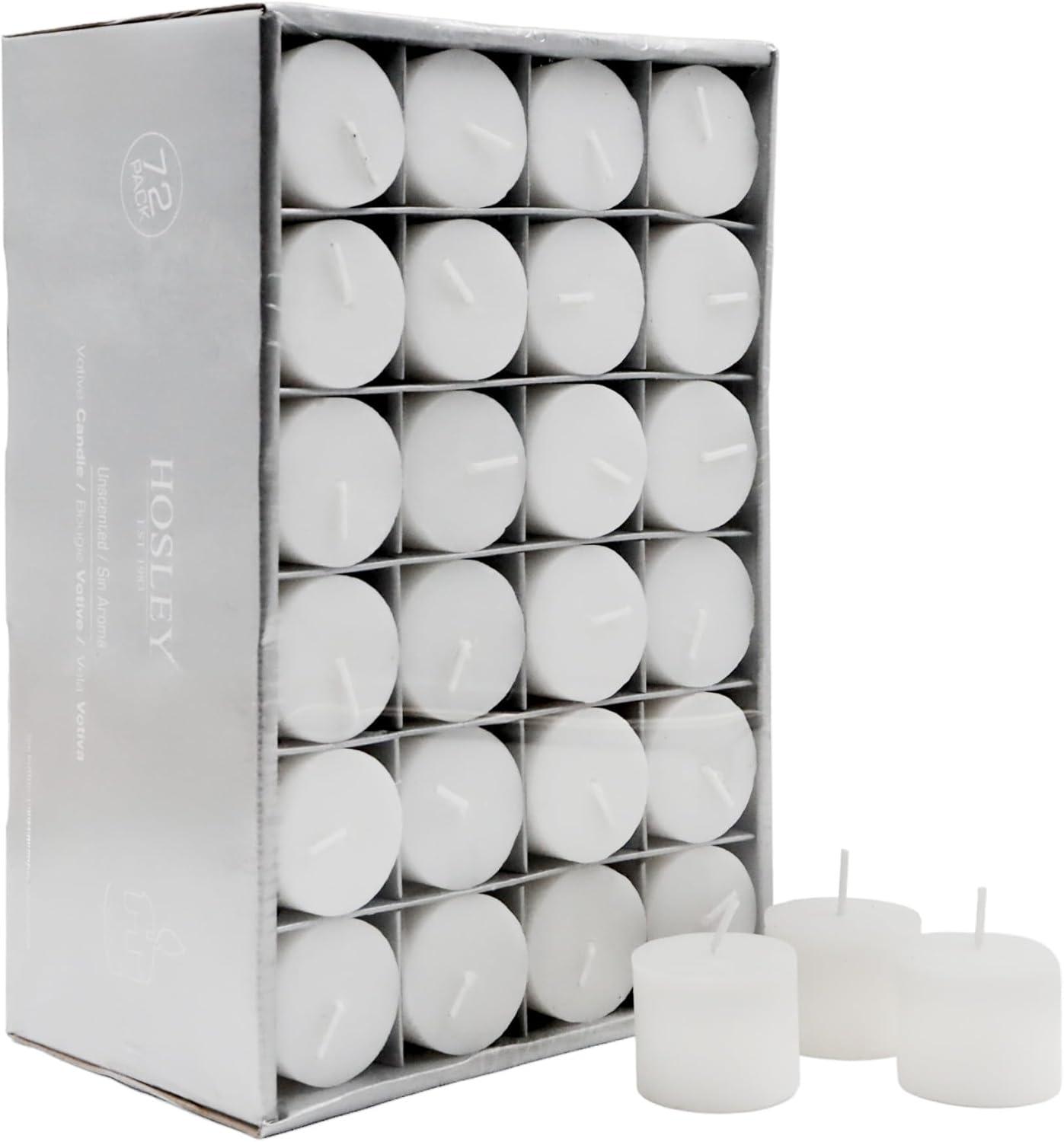 Set of 72 White Unscented Wax Votive Candles