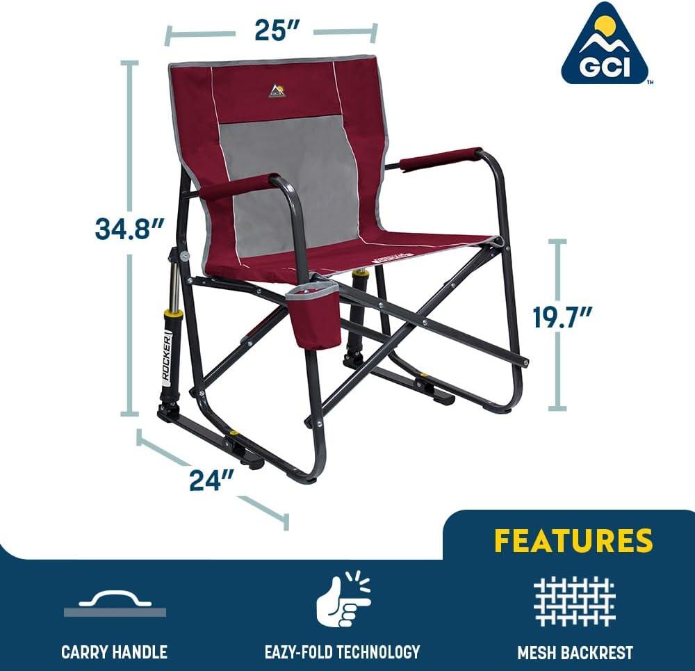 Cinnamon and Gray Foldable Outdoor Rocking Chair with Arms