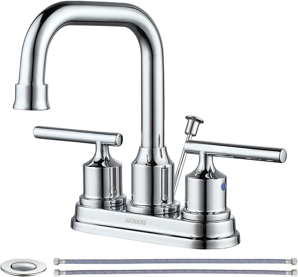 Centerset 2-handle Bathroom Faucet with Drain Assembly