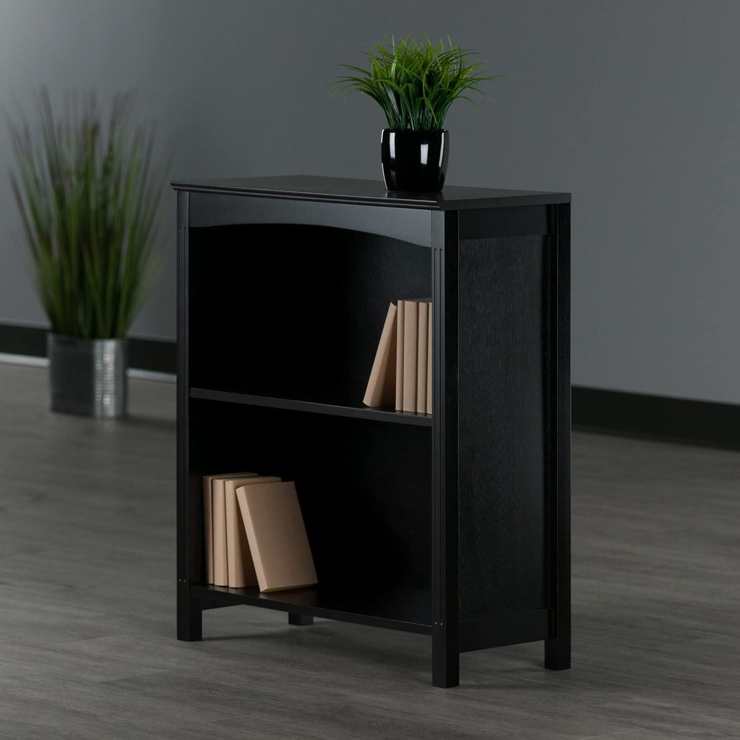 Espresso Brown Transitional 3-Tier Wood Bookshelf