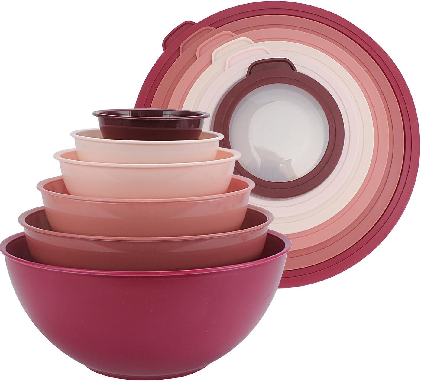 COOK WITH COLOR Mixing Bowls with Lids 12 Piece Set ROSE