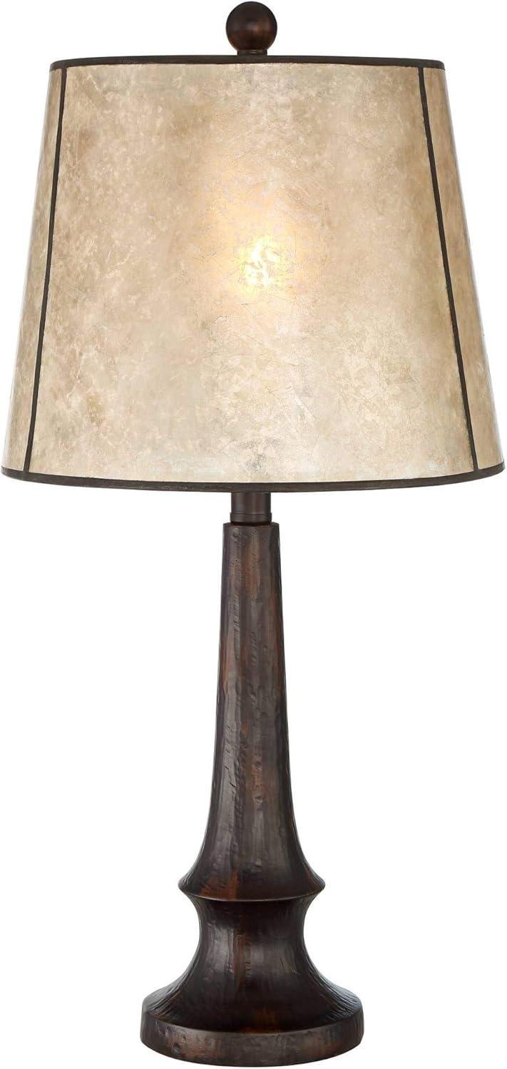 Naomi Aged Bronze Industrial Rustic Table Lamp with Mica Shade