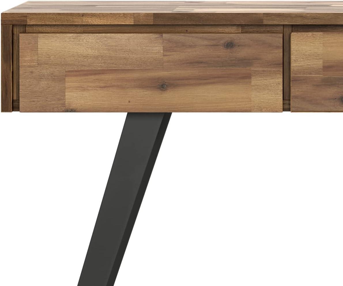 Lowry 60"W Solid Wood Modern Industrial Storage Console Table with 3 Storage Drawers and Metal Legs