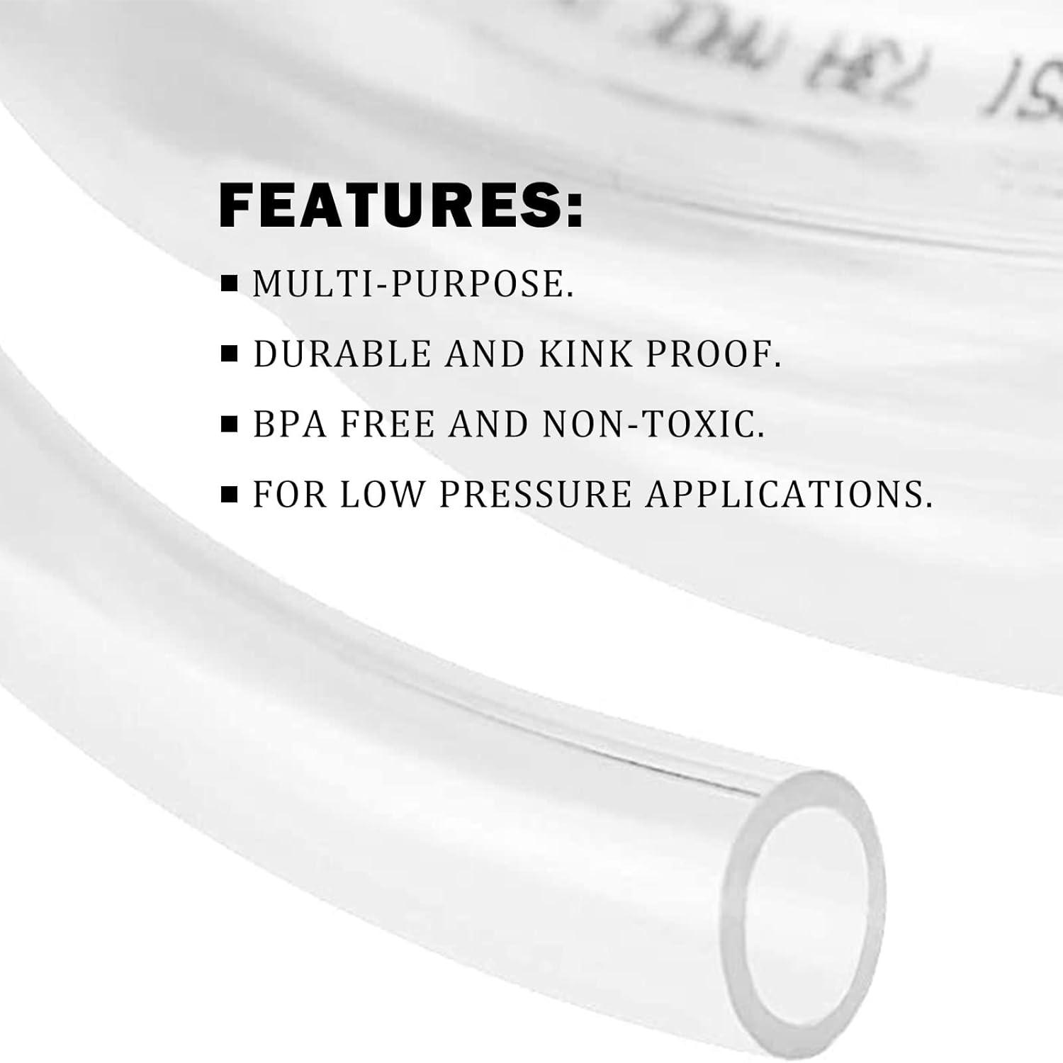 Clear 10 Feet PVC Multipurpose Tubing for Low Pressure Applications
