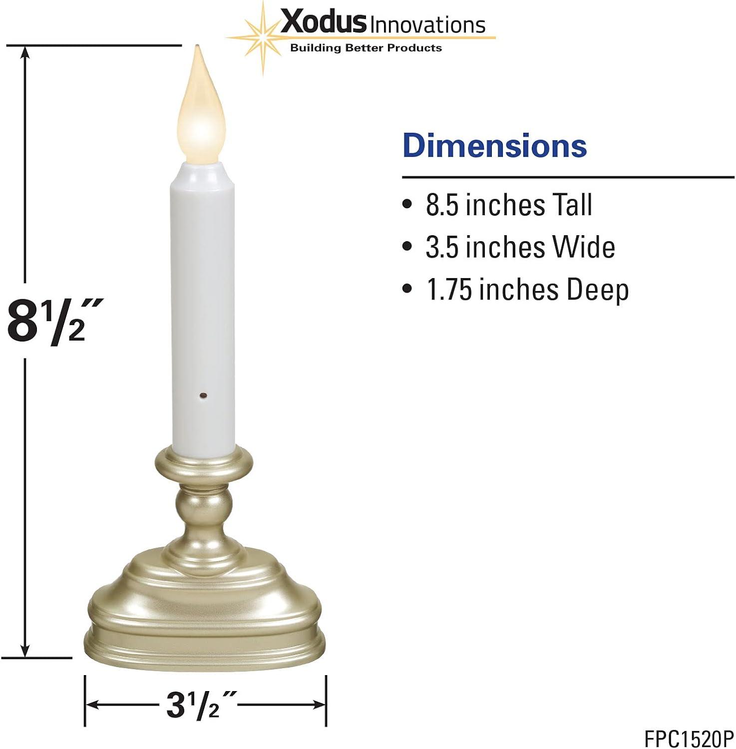 Battery Operated LED Flameless Window Candle Pewter/Silver Finish with Dusk to Dawn Sensor and White Flame