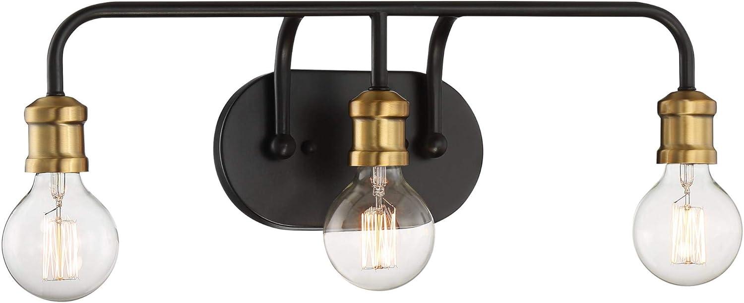 Aras Sleek Industrial Wall Light Black Brass 20" 3-Light Fixture