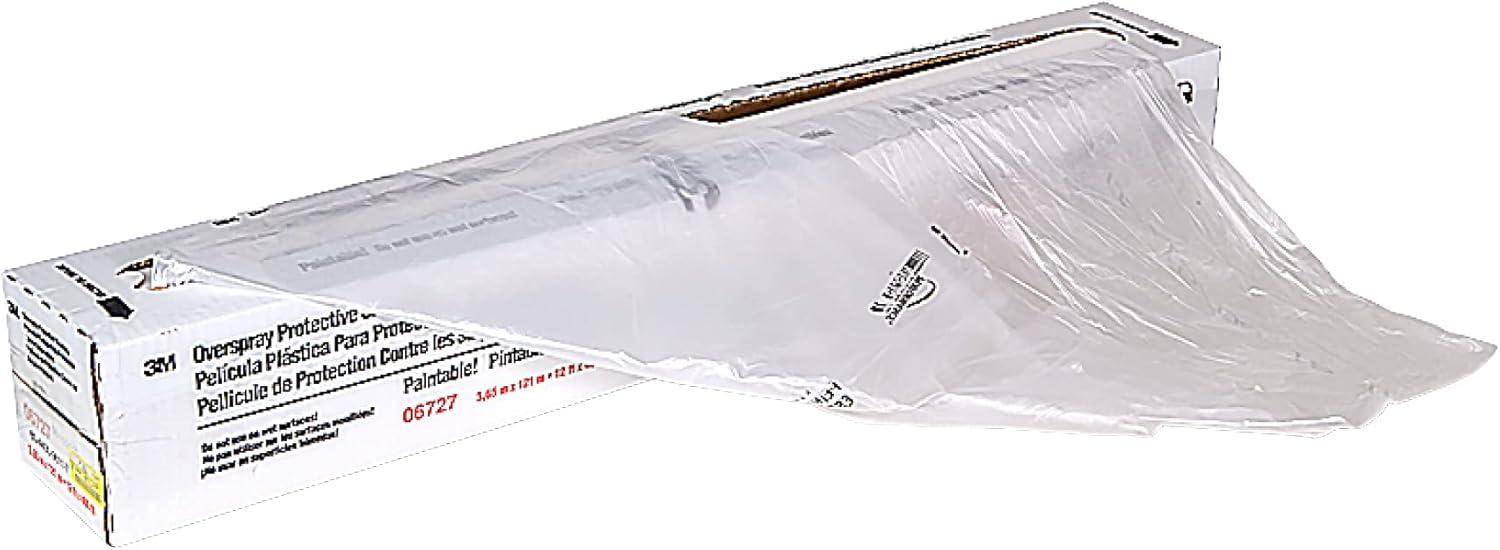 3M Clear Tear-Resistant Overspray Protective Sheeting, 12' x 400'