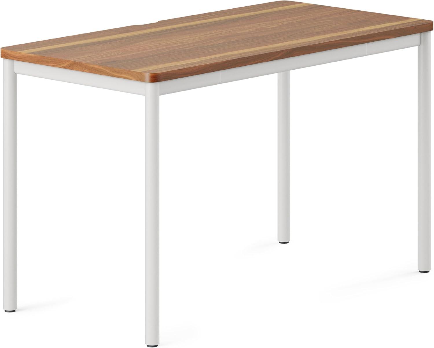 Walnut and White Adjustable Height Desk with Drawer, 36" x 24"