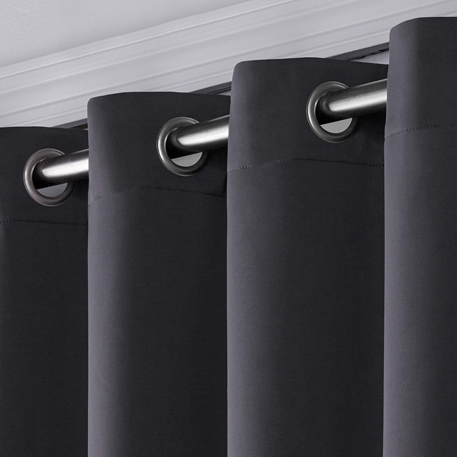 Charcoal Polyester Blackout Grommet Curtain Panel for Patio Doors