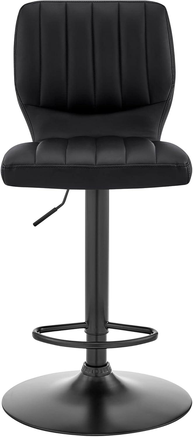 21 Inch Metal and Leatherette Swivel Bar Stool, Black - Saltoro Sherpi