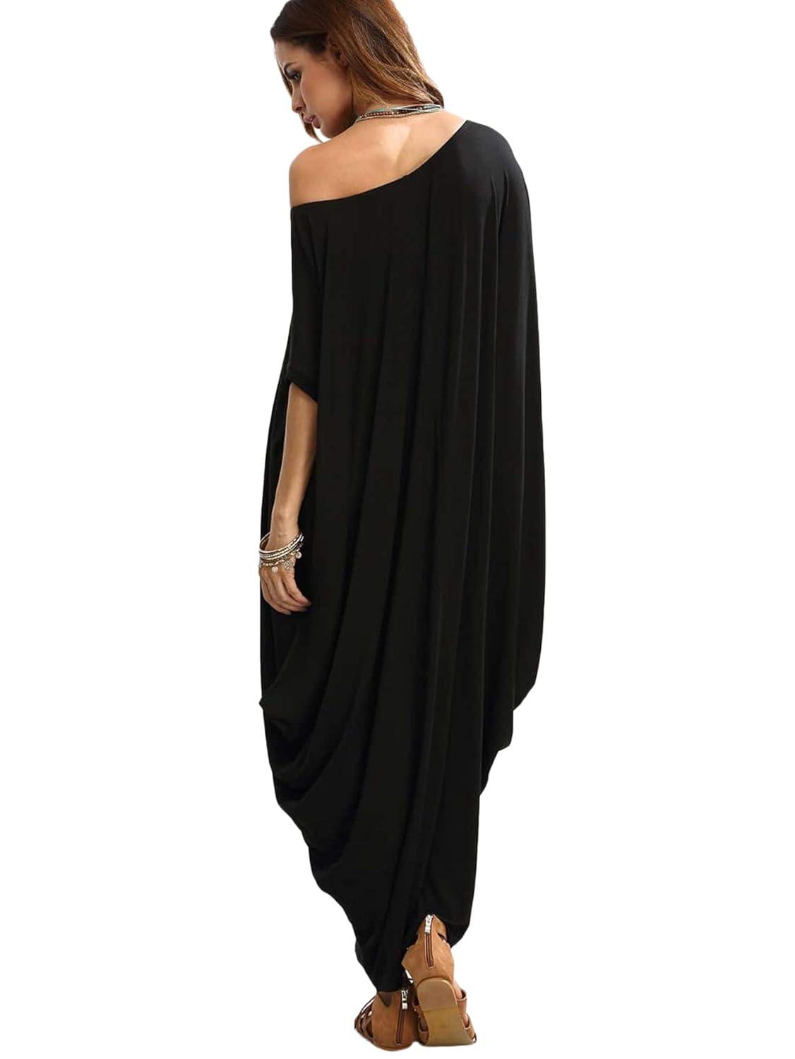 Verdusa Women's Caftan Harem Boat Neck Dolman Sleeve Oversized Maxi Dress Moo Moos