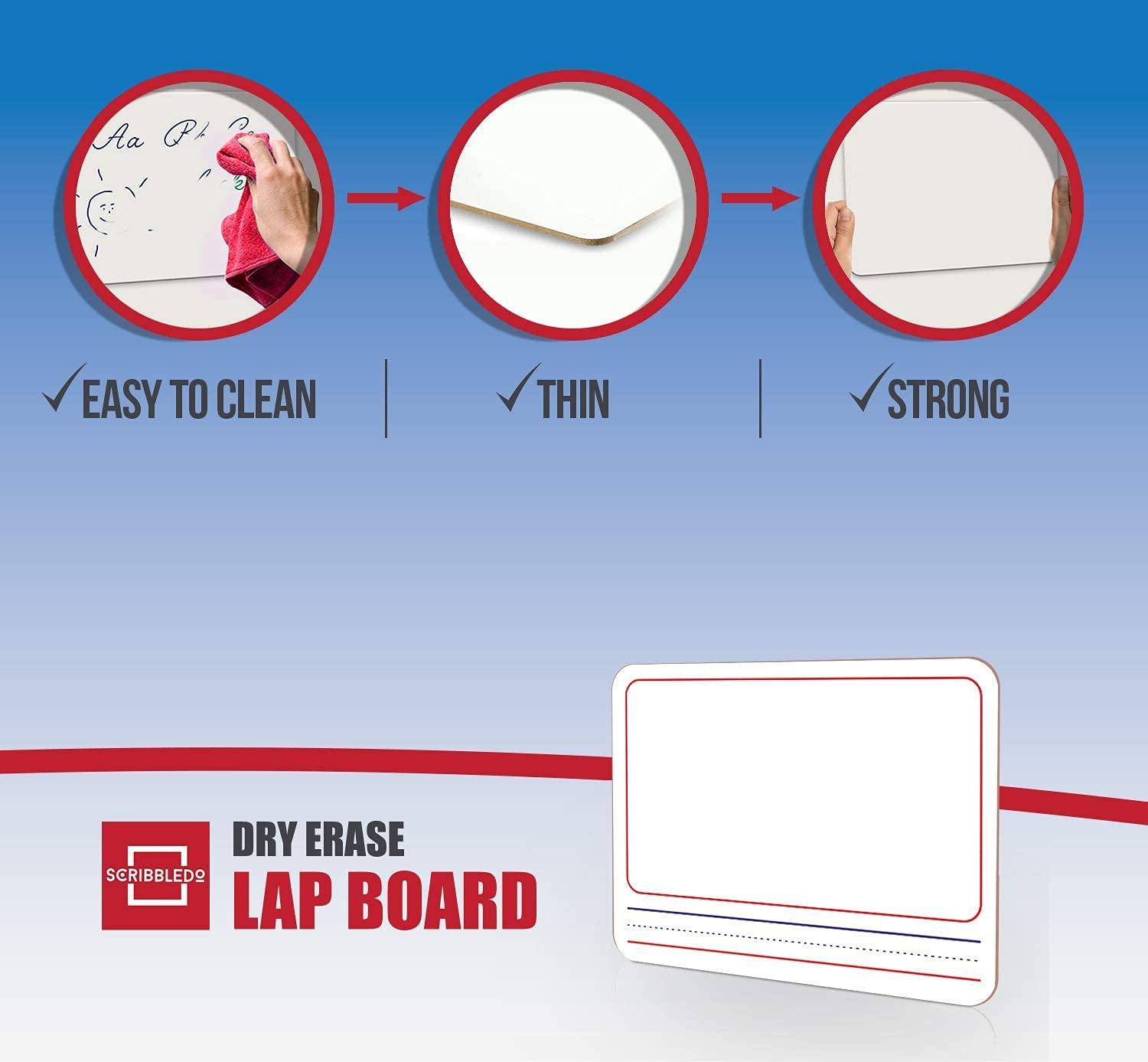 10 Pack Double Sided Whiteboards 9”x12” Story Lined Dry Erase Boards for Kids Writing Board Age 3-5 Practice Drawing Small White Board Teacher Elementary Grade 1 Kindergarten Preschool + Erasers