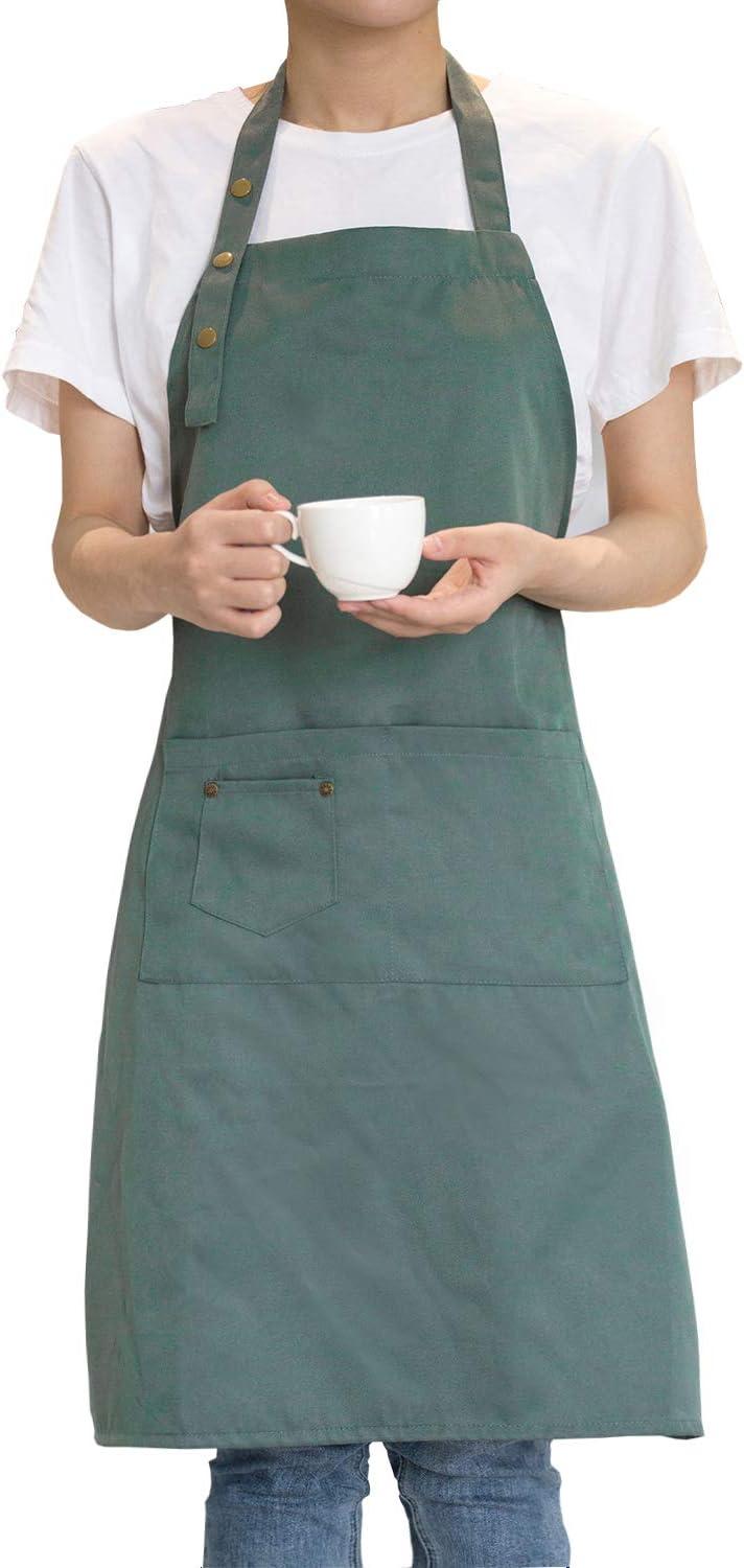MORNITE Art Aprons for Painting Pottery Ceramics, Mens Women Kitchen Cooking Aprons Waterproof Green