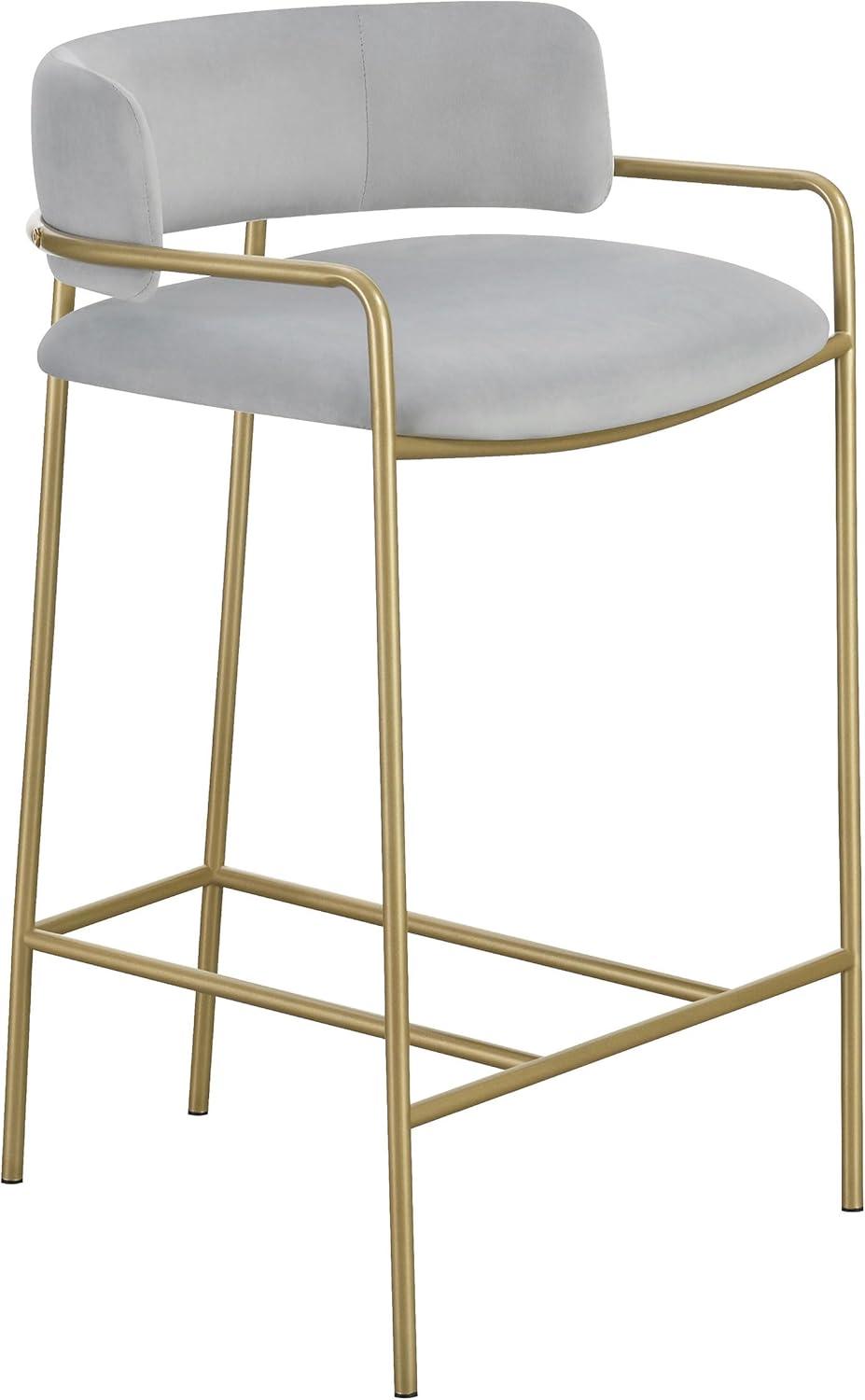 Newline Comstock Upholstered Low Back Stool Grey And Gold