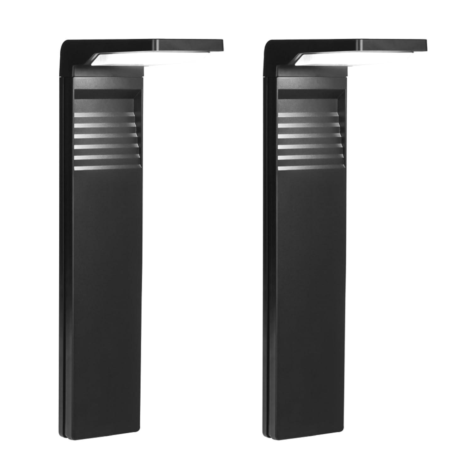 Techko 12.2" Solar Bollard LED Pathway Light (Set of 2)