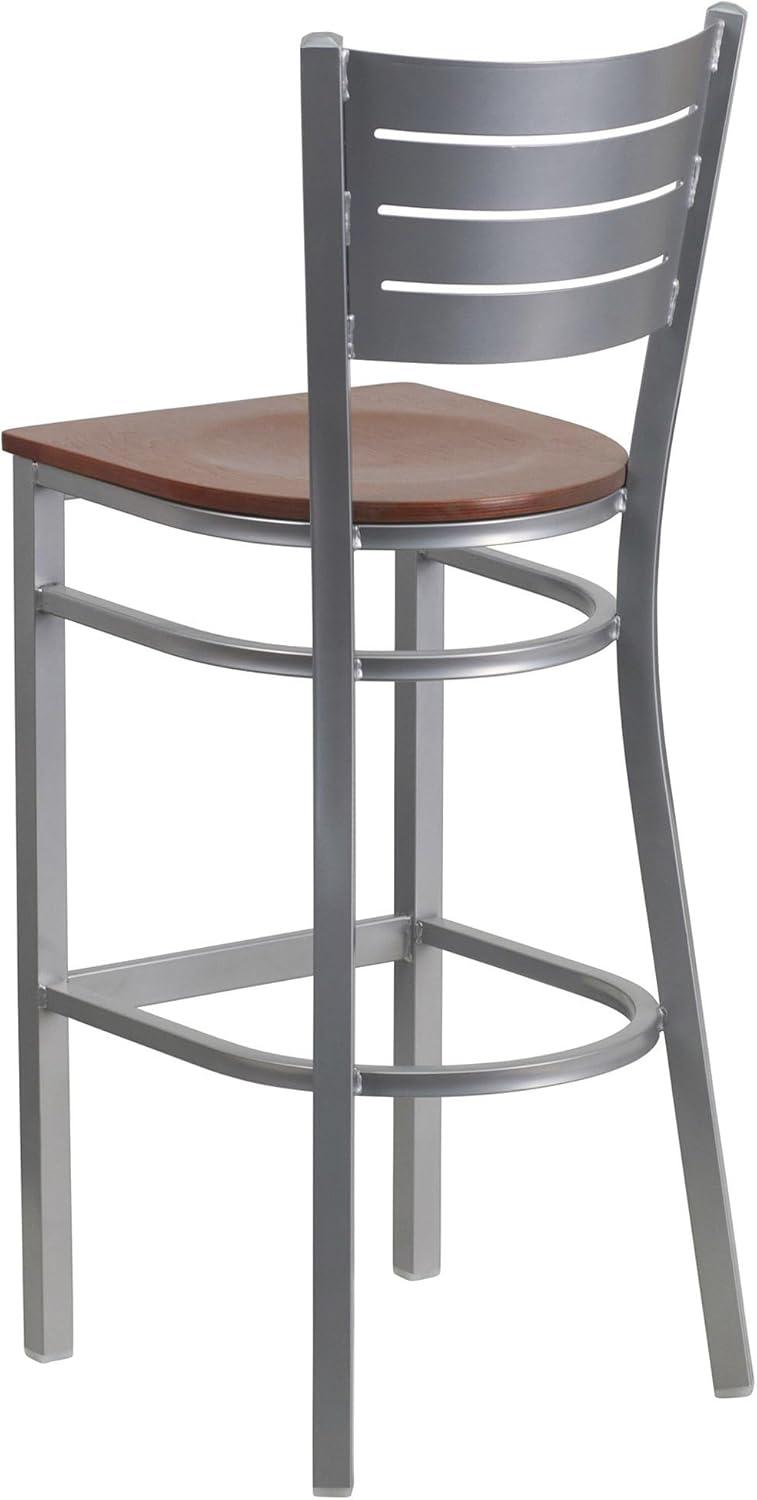 Flash Furniture Silver Slat Back Metal Restaurant Barstool