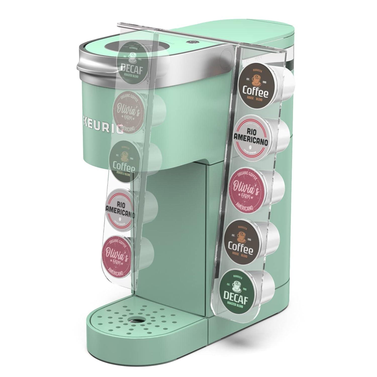 GALVANOX Acrylic K Cup Organizer - Fits the Keurig K-Mini/K Mini-Plus (ONLY), Space Saving Pod Holder for Single Serve Coffee Makers, 10 Pod Capacity (Machine is NOT included)