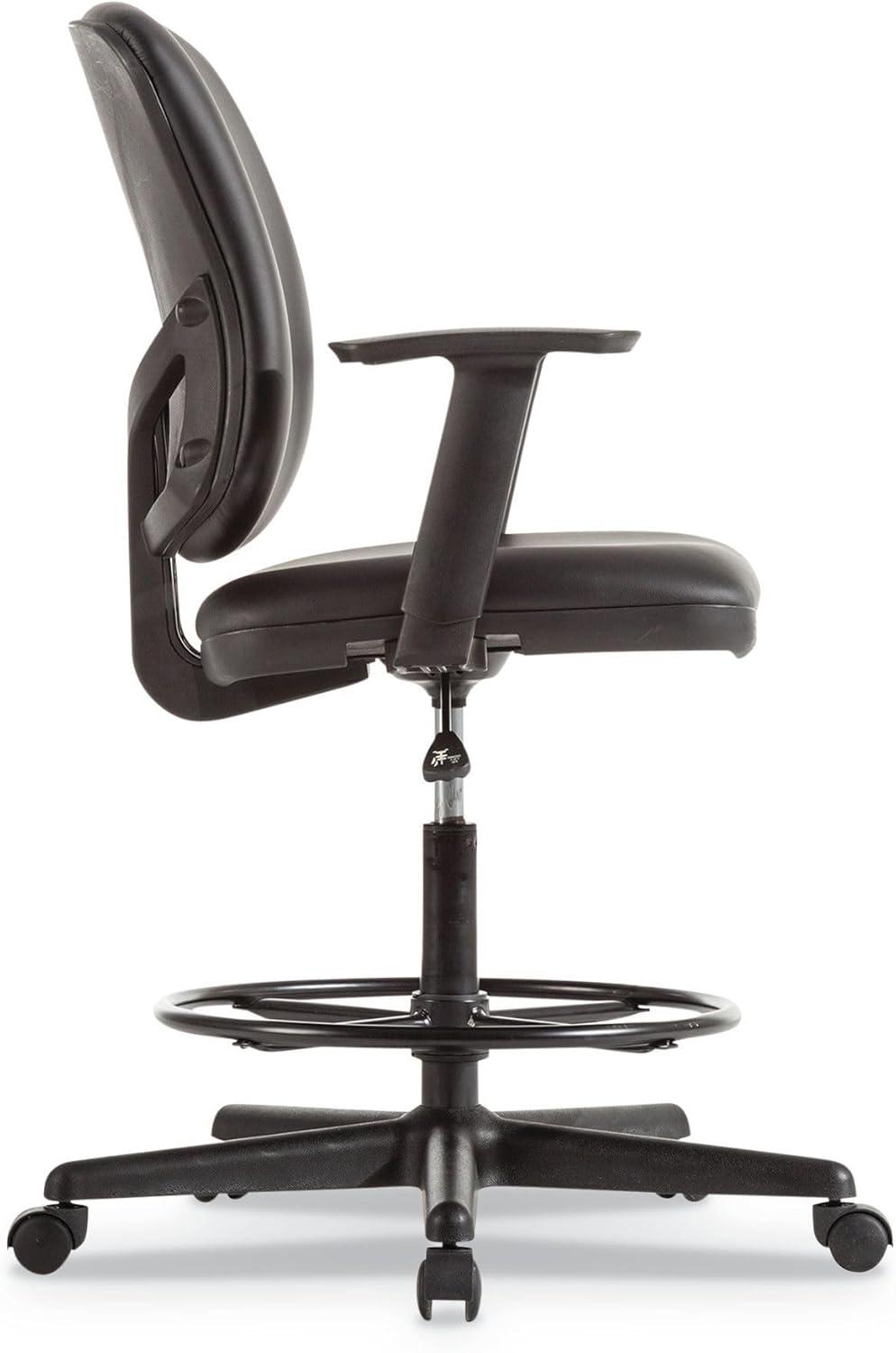 Alera Everyday Task Stool, Bonded Leather Seat/Back, Supports Up to 275 lb, 20.9" to 29.6" Seat Height, Black