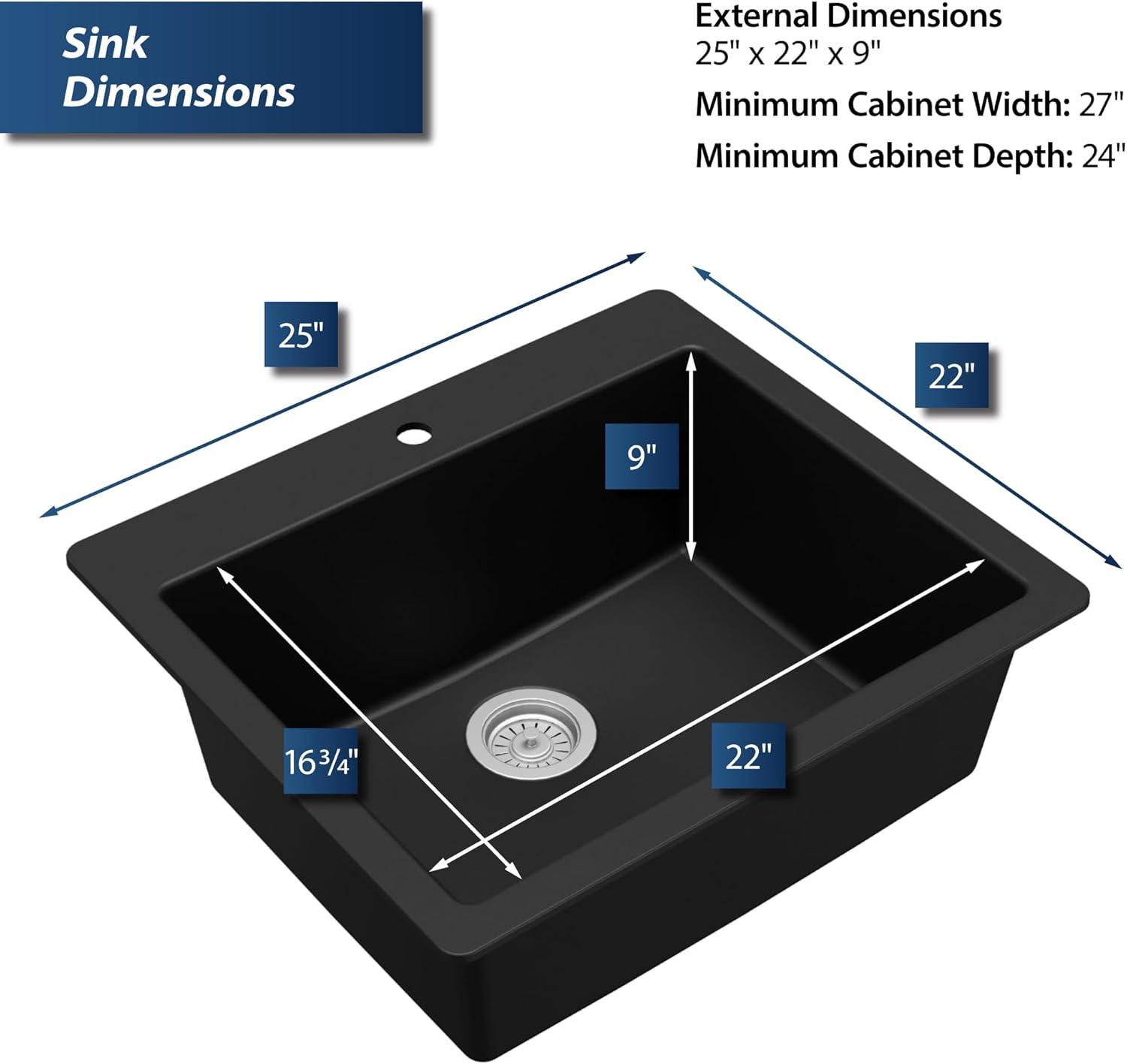 Karran Quartz 25'' X 22'' Single Bowl Drop-in Kitchen Sink