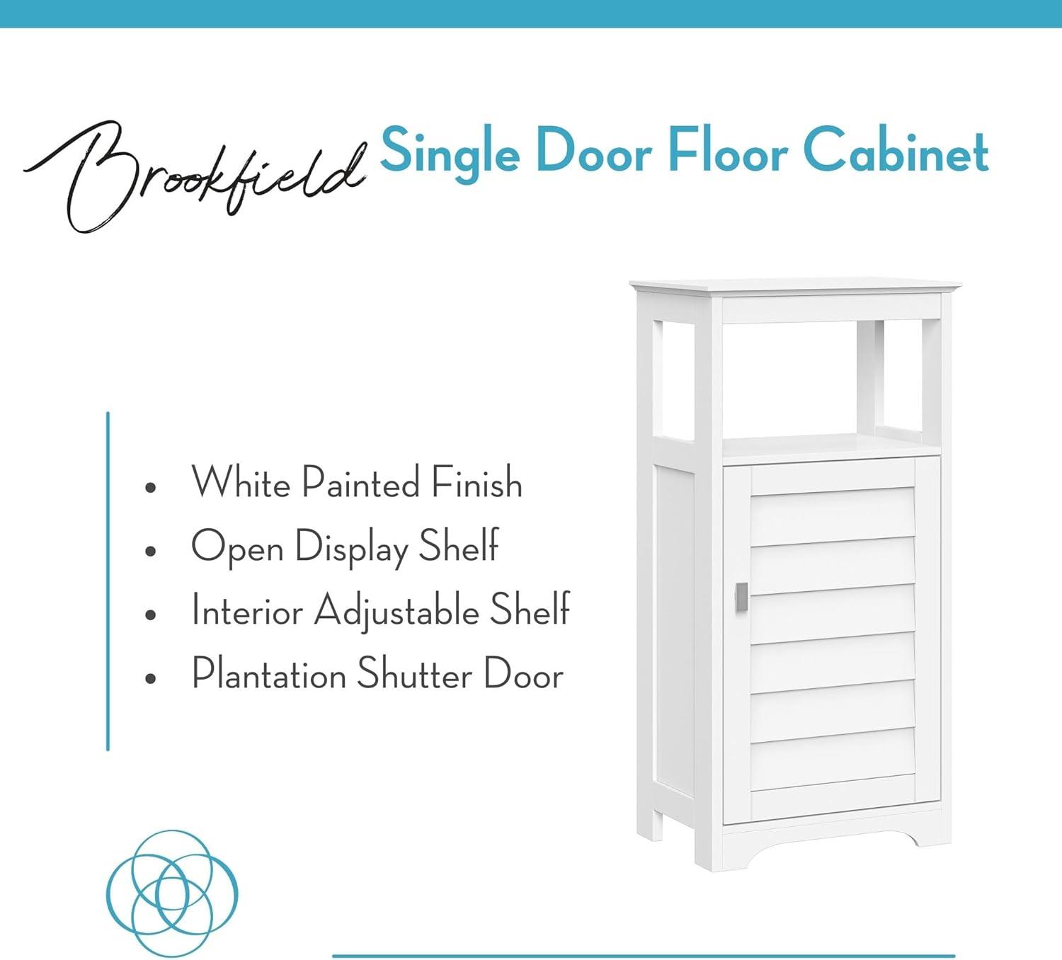 RiverRidge Brookfield Single Door Floor Bathroom and Laundry Storage Cabinet and Organizer with Adjustable Shelves - White