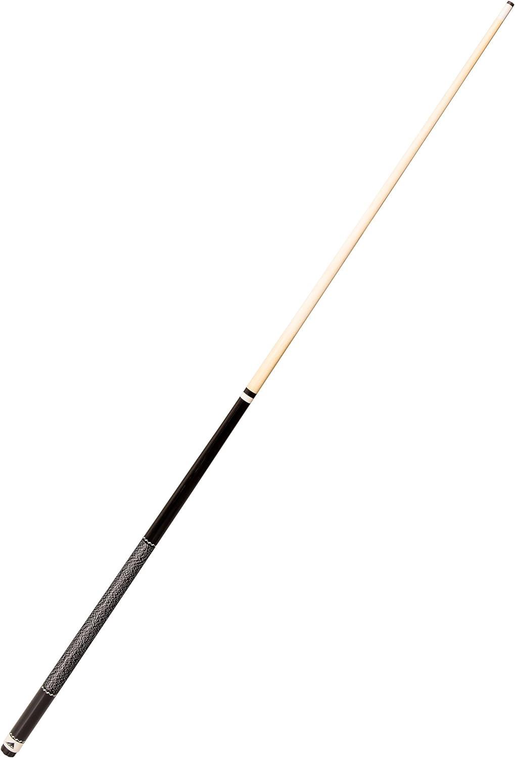 Mizerak 57" House Cue (2-Piece) with 12mm Ferrule with Leather Tip, Hardwood Construction and High Gloss Finish - Black