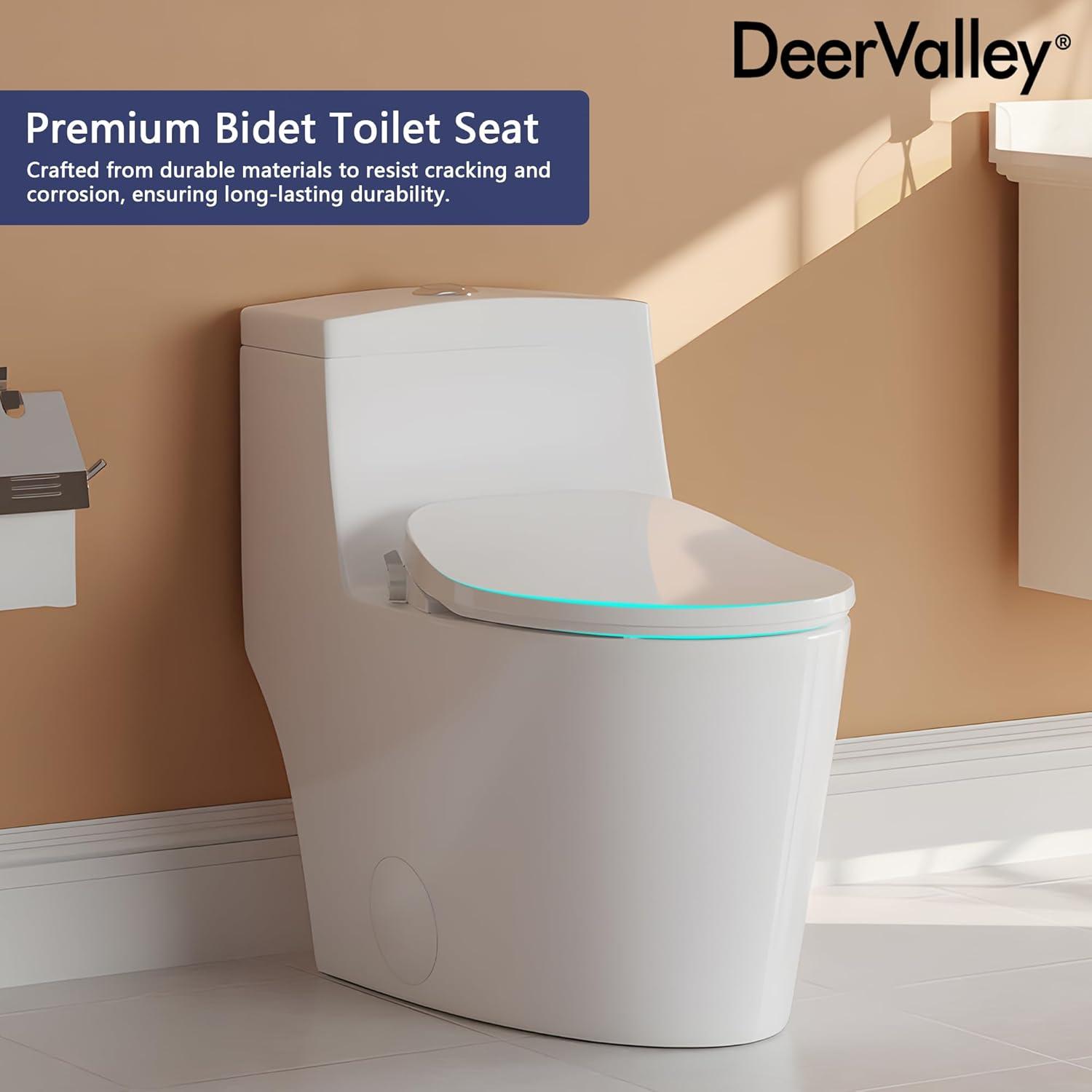 Electric Quiet Close Bidet Seat for Elongated Toilets in White