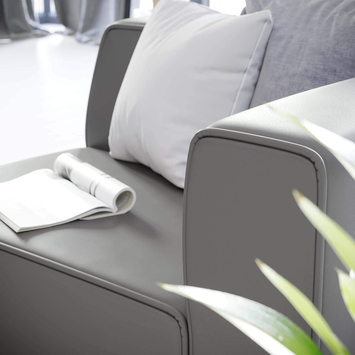 Mingle Vegan Leather Right Armchair Gray - Modway: Contemporary Modular Lounge Furniture, No Assembly Required