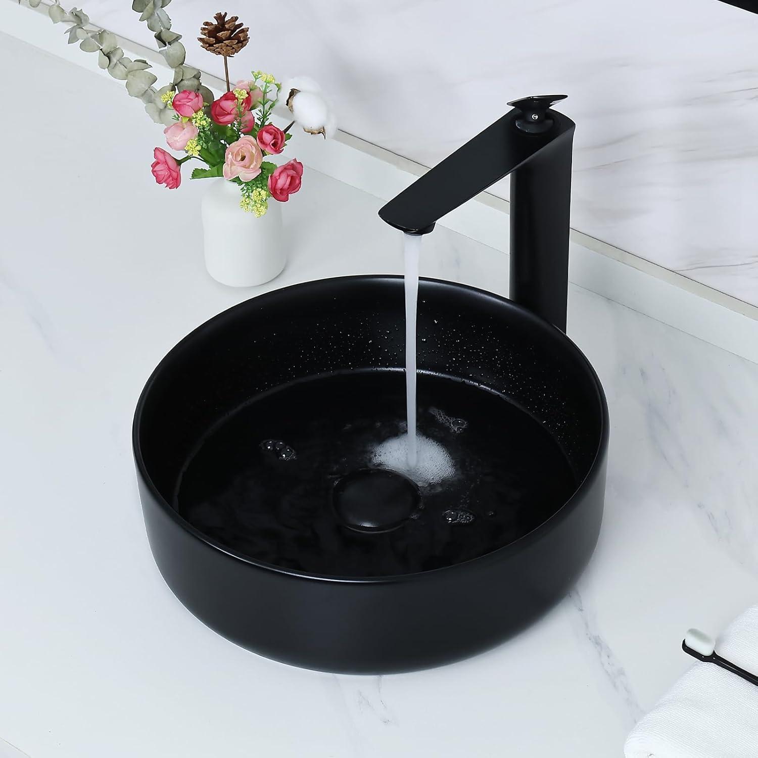 Beautifully crafted PINGCNG circular ceramic art vessel sink for bathroom - stylish and high-quality addition to modern homes and renovations.