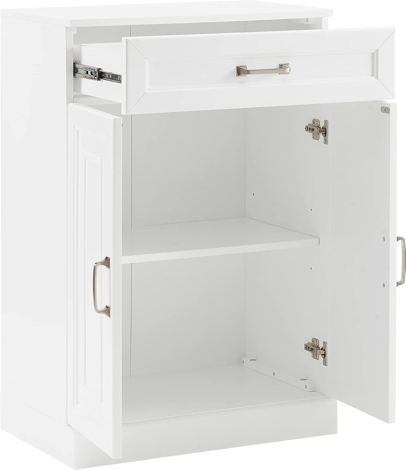 Crosley Stanton Storage Cabinet White: Traditional Farmhouse Style, 2 Adjustable Shelves, 1 Drawer