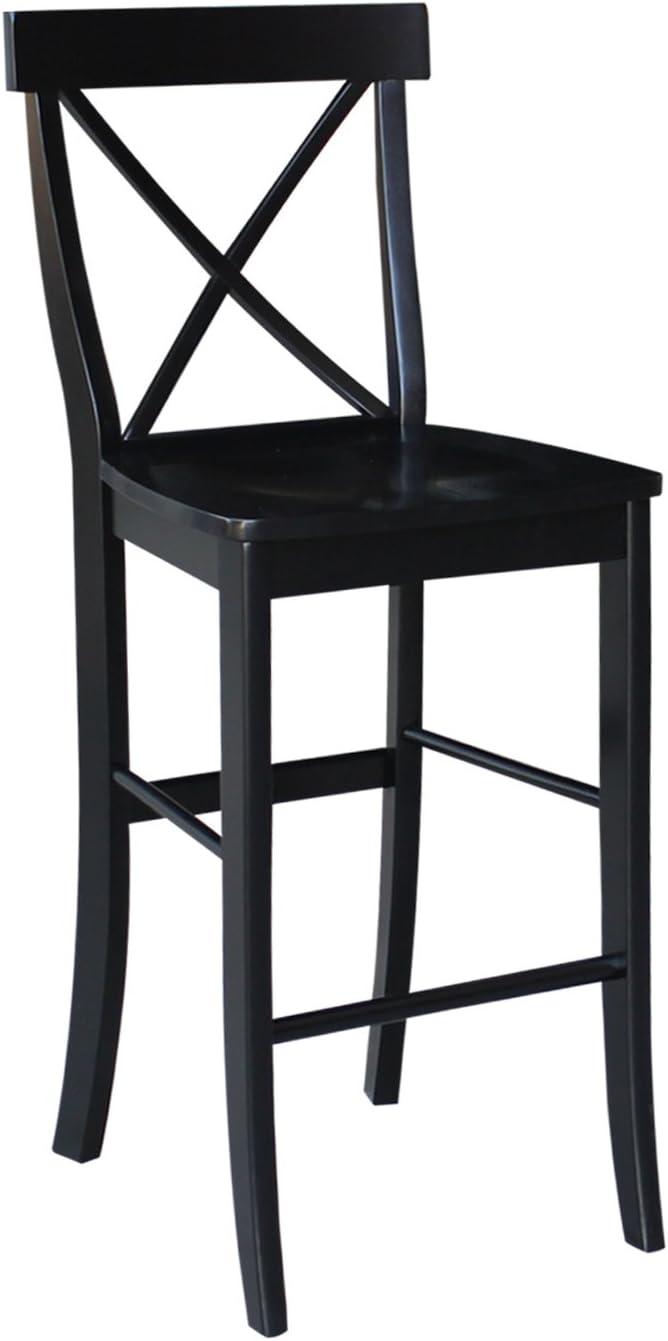 30" Torino X Back Wood Barstool - Black - Linon: Solid Rubberwood, Unupholstered, Armless
