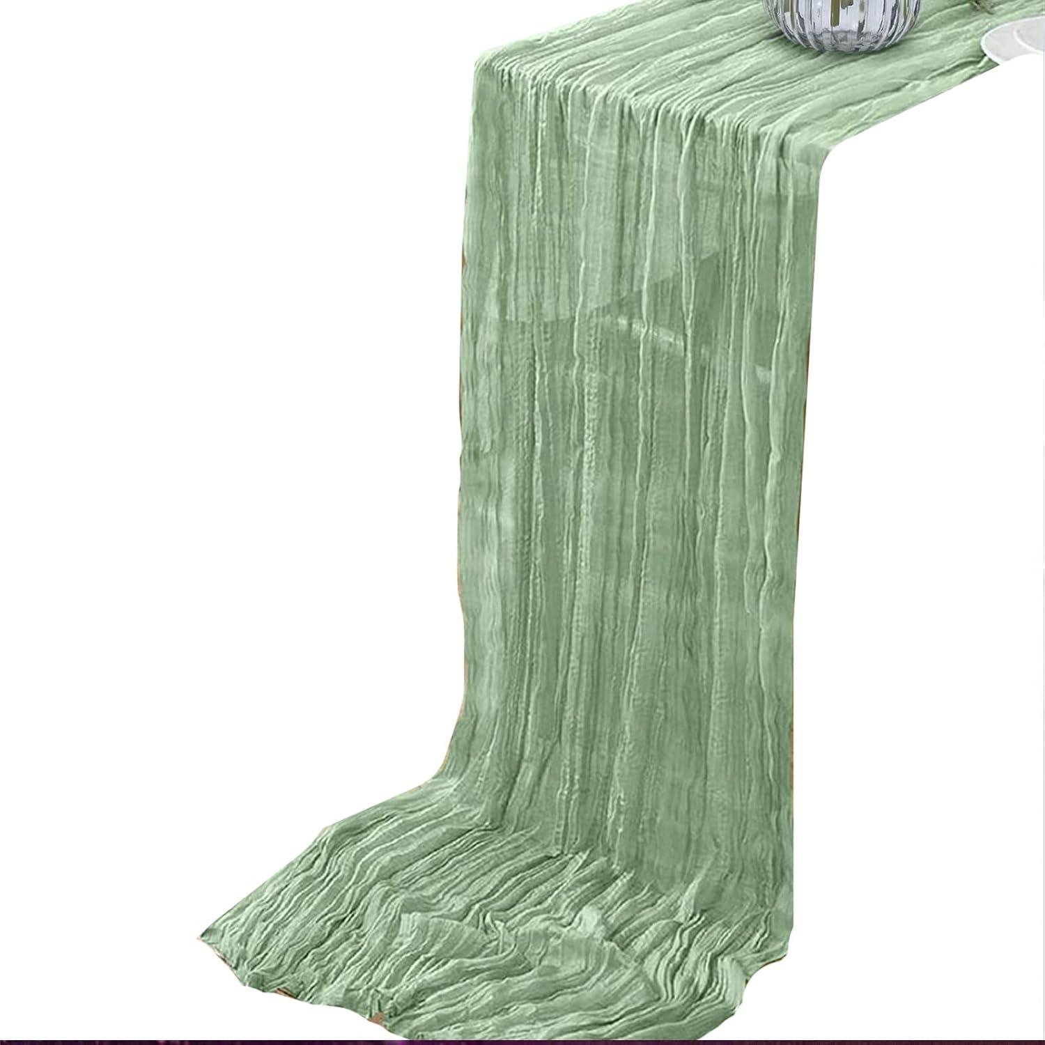 Mint Green Cheesecloth Table Runner 6 Pack 35" Boho Gauze Runner 120 inches Long Tablecloth Runner Rustic Sheer Fabric Bulk for Baby Shower Wedding Bridal Birthday Party Table Decorations