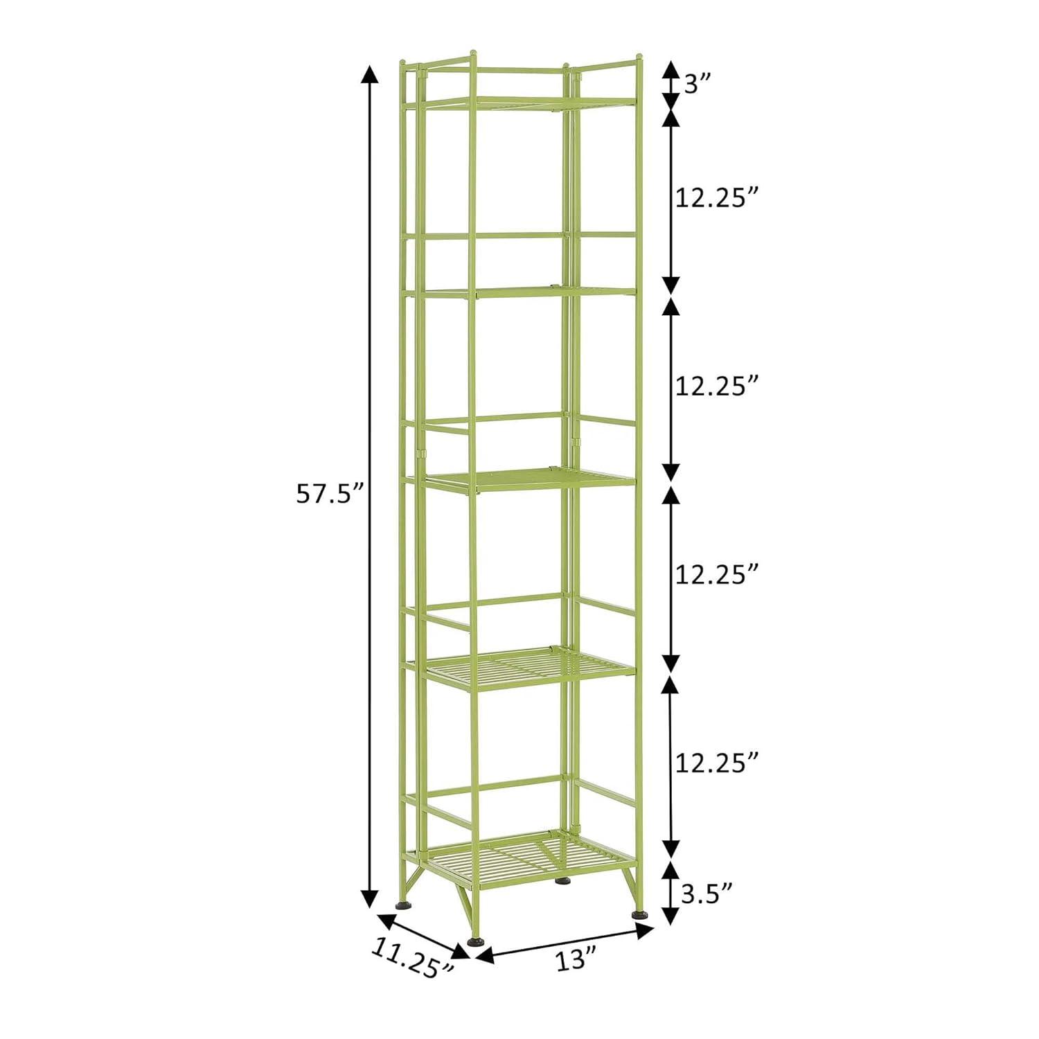 Convenience Concepts Xtra Storage 5 Tier Folding Metal Shelf, Lime