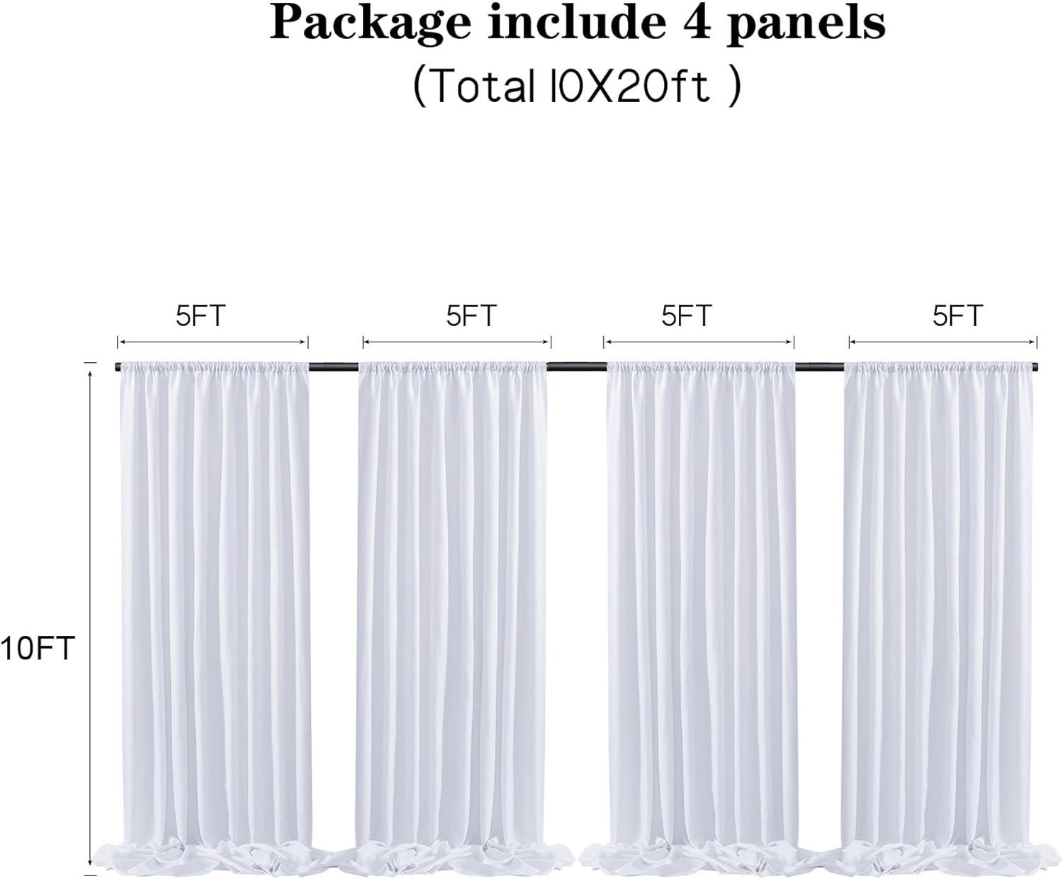 10x10ft White Backdrop Curtain for Parties Wrinkle Free Wedding Baby Curtain Backdrops for Birthday Party