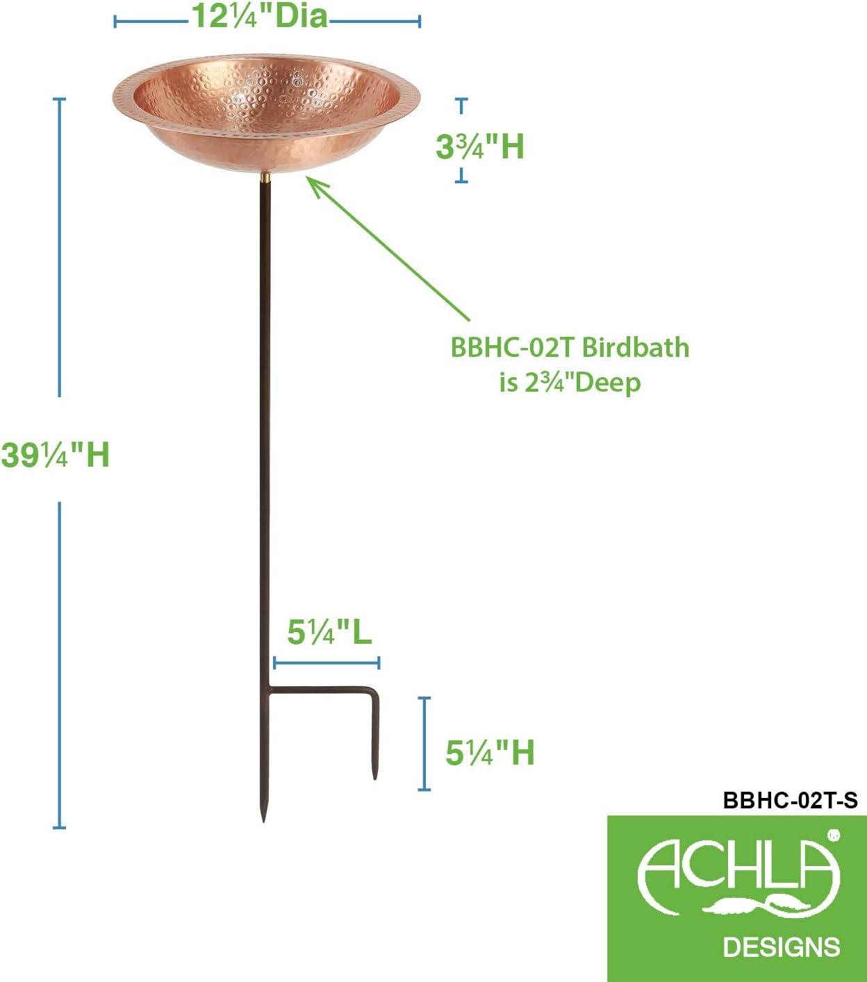 Hammered Solid Copper Birdbath with Stake