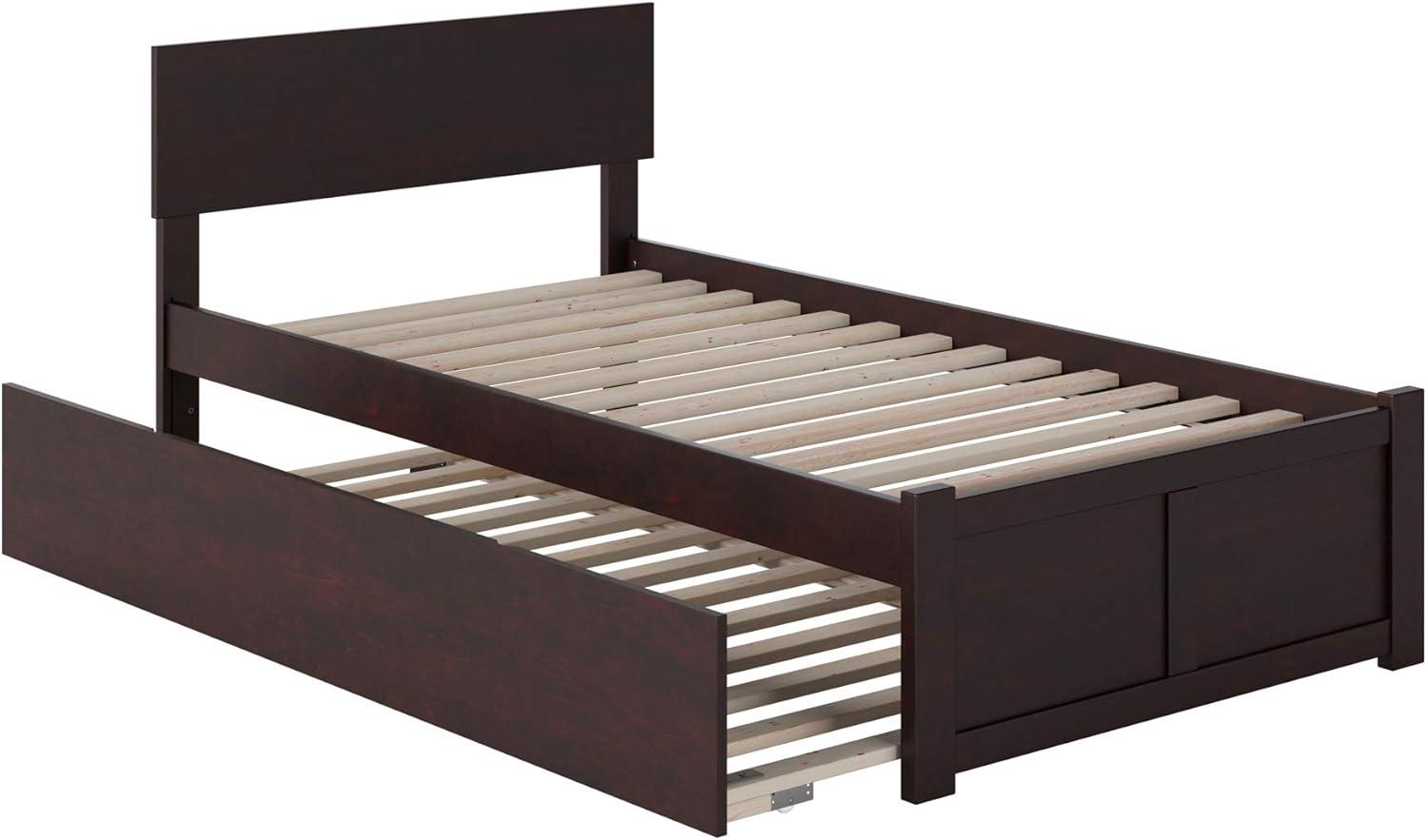 Orlando Espresso Twin Platform Bed with Urban Trundle and USB Ports