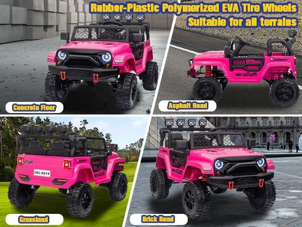 Pink 24V 2-Seater Kids Ride-On Jeep with Remote Control