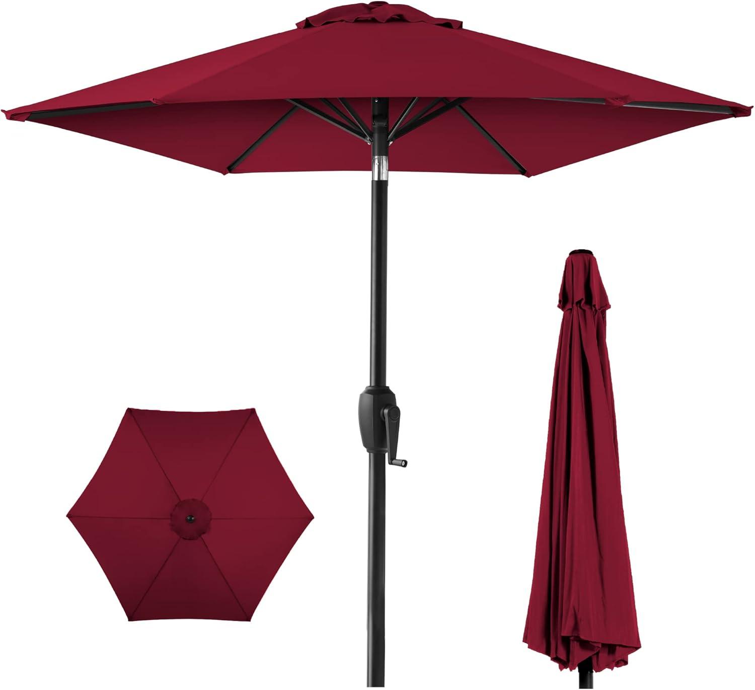 Best Choice Products 7.5ft Heavy-Duty Outdoor Market Patio Umbrella w/ Push Button Tilt, Easy Crank